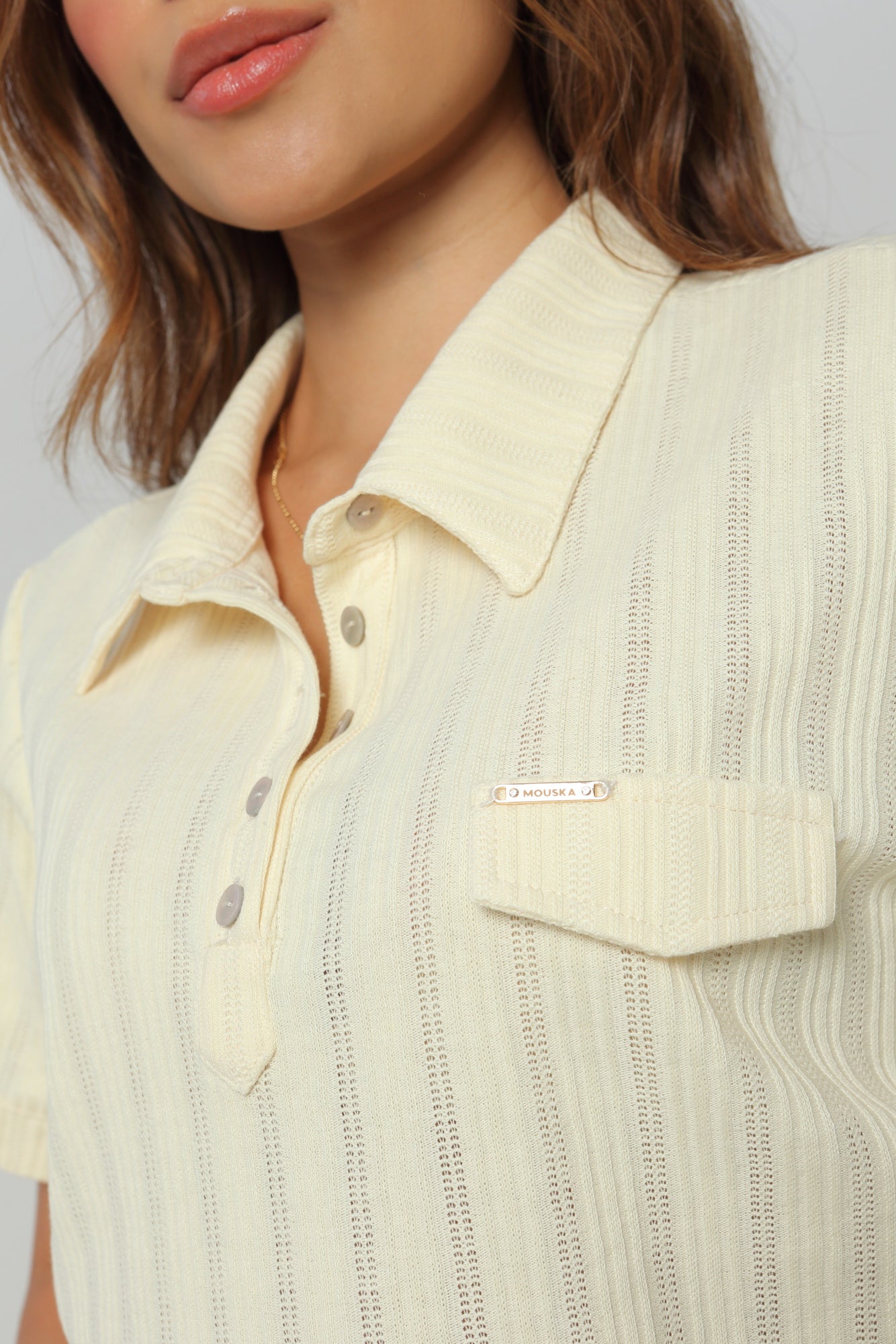 Blusa dama perilla y bolsillo
