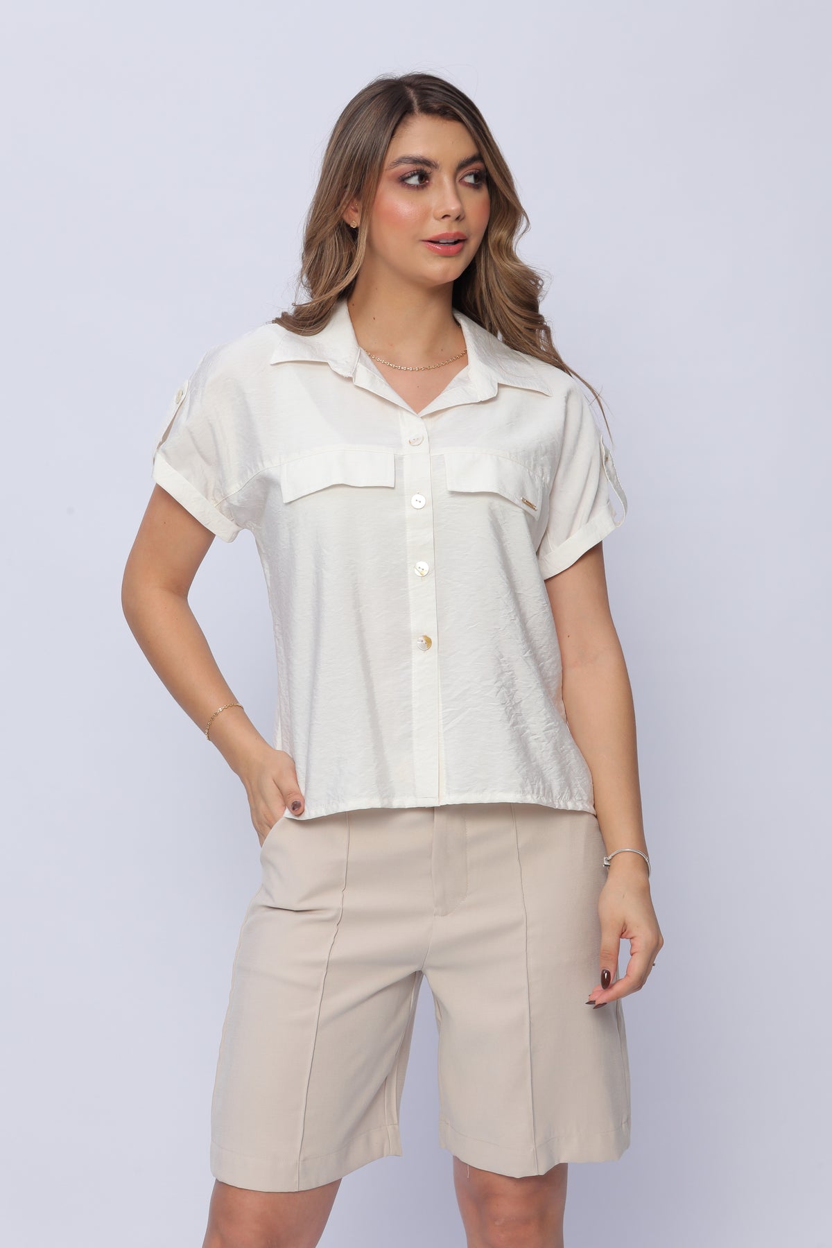 Blusa con Tapas Frente Mujer