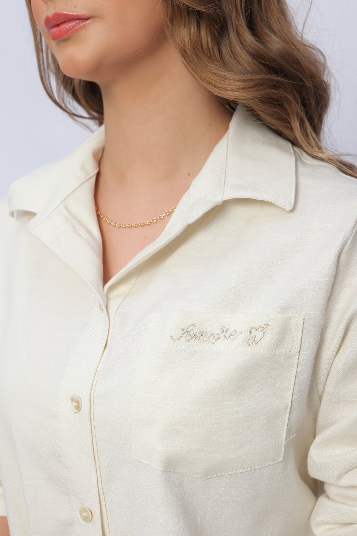 Camisa Manga Larga Bordada Mujer