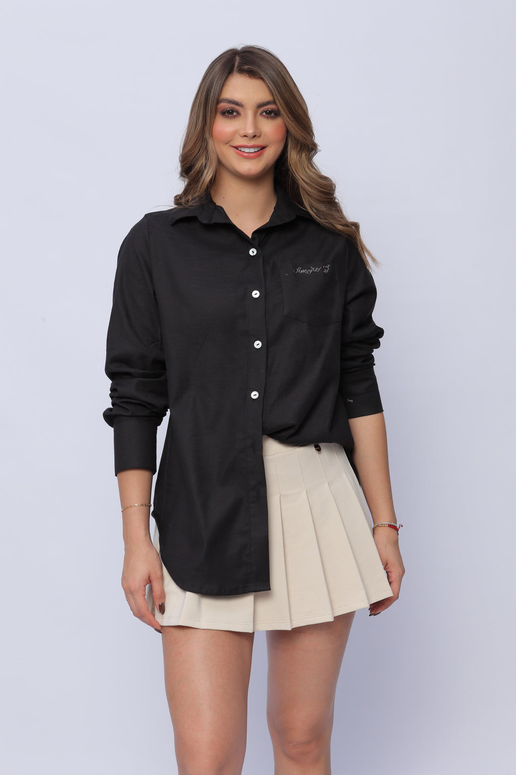 Camisa Manga Larga Bordada Mujer