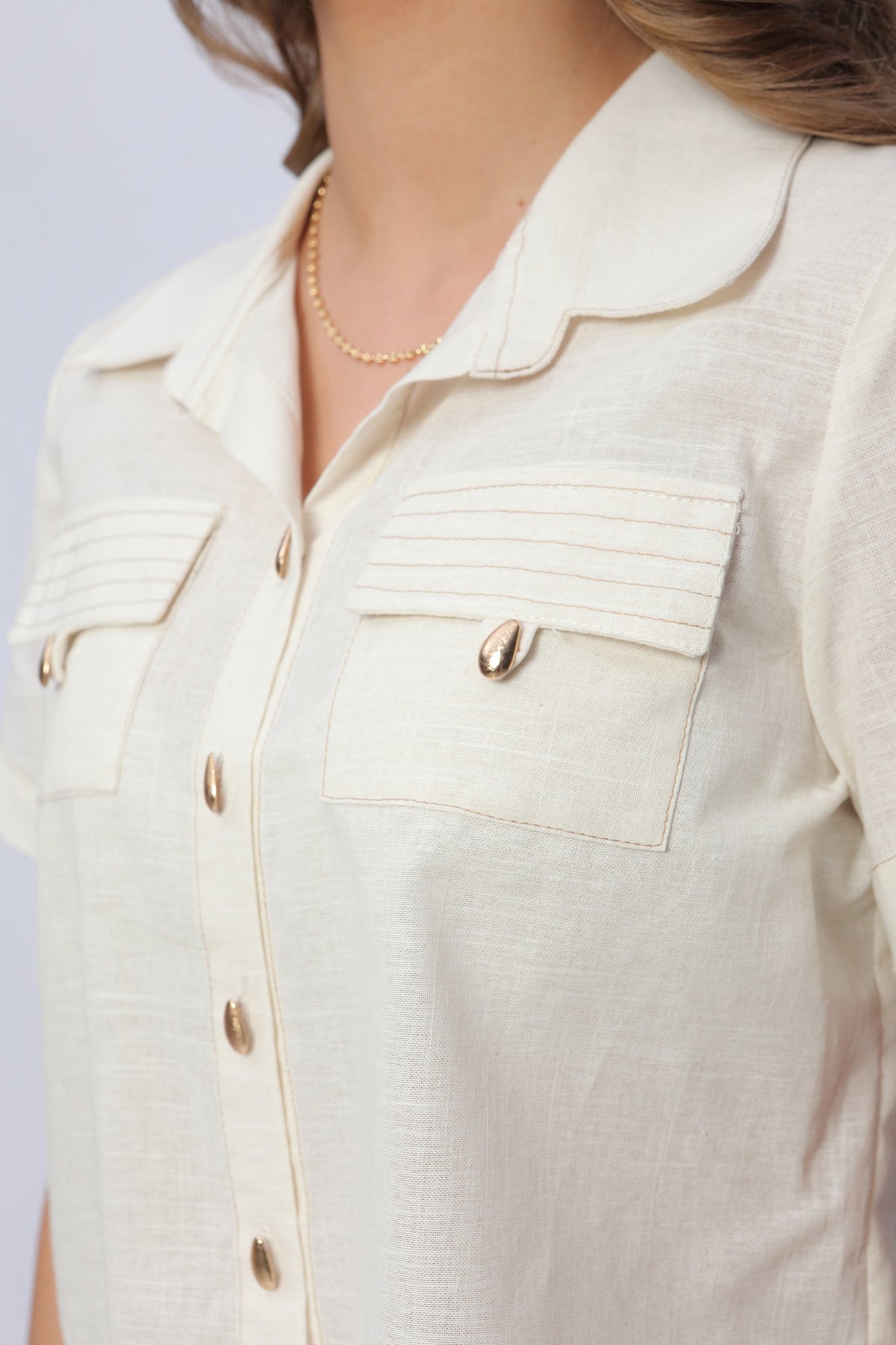 Blusa con Pespuntes Contraste Mujer