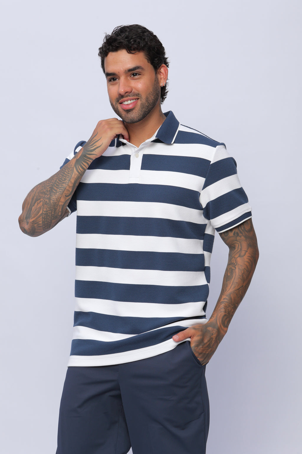 Camisa Polo Puño y Cuello Hombre