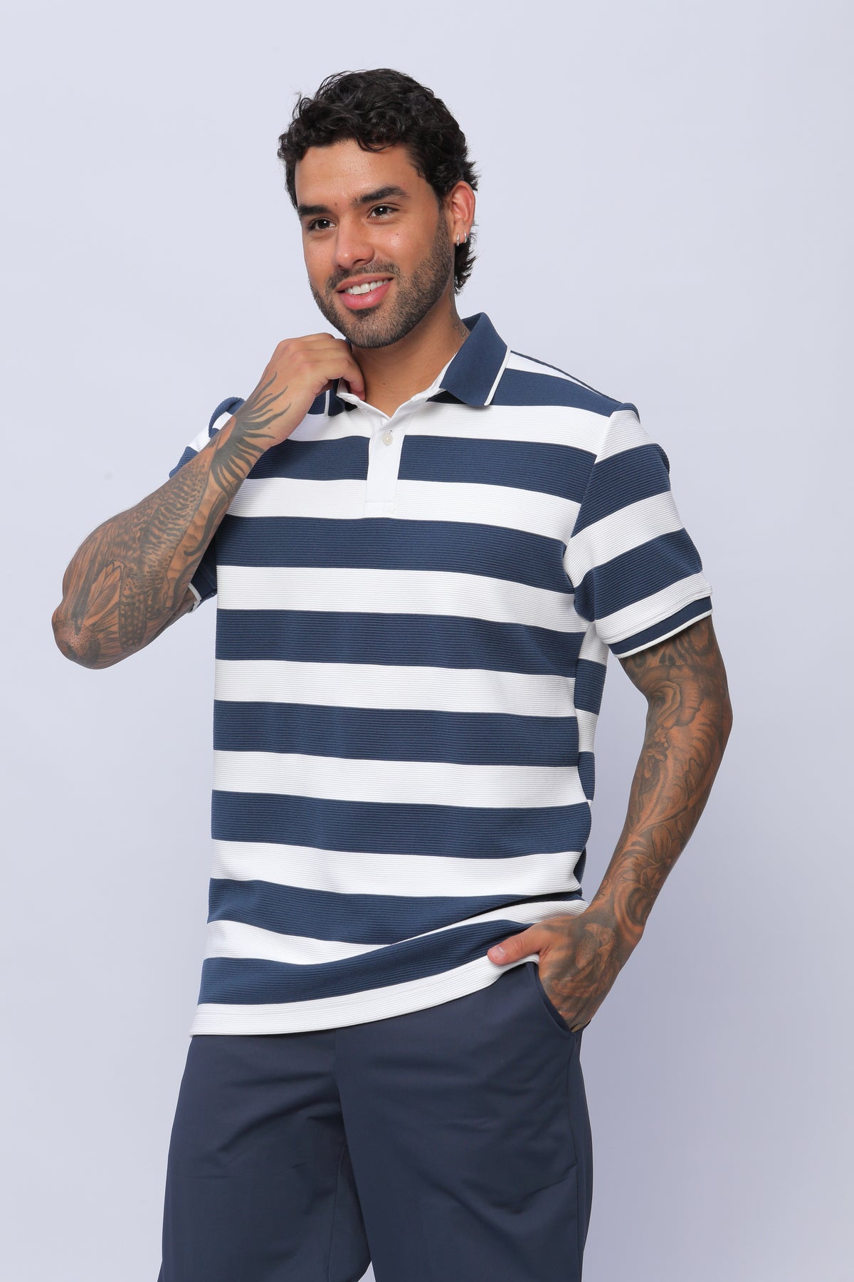 Camisa Polo Puño y Cuello Hombre