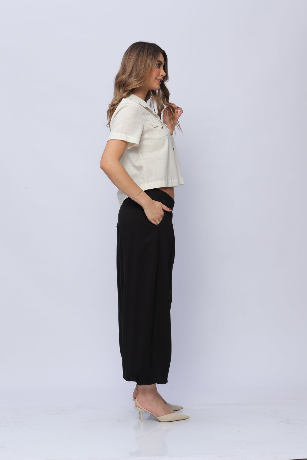 Pantalón Amplio con Elástico Mujer